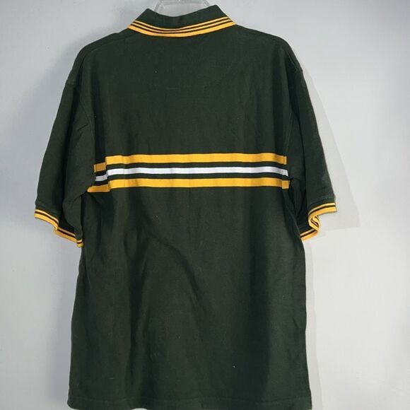 Faded Glory Polo Shirt Men's M Green with Yellow White Stripe #84 on Chest - Picture 6 of 8